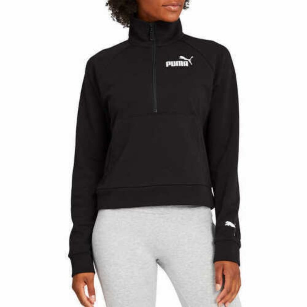 PUMA Women Sweatshirt Half Zip Active Pullover Long Sleeve